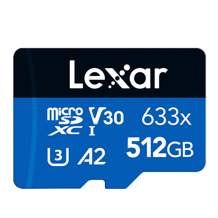 Lexar 633x 512GB High Speed Flash Memory Card for Sports Cameras, Phones, and Recorders - Waterproof and Shockproof with 100MB/s Reading Speed and 70MB/s Writing Speed.