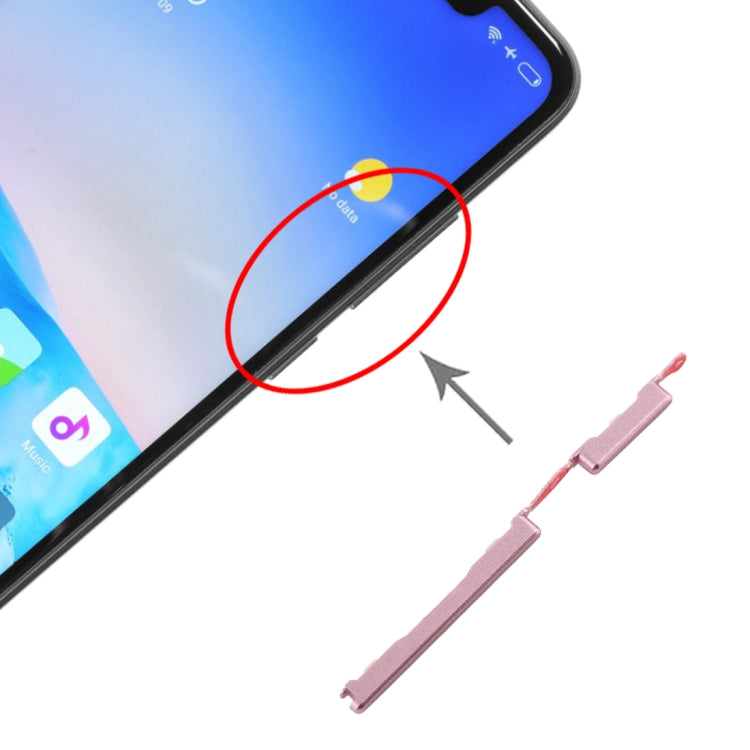 Pink Side Keys Replacement Buttons for Power and Volume Control for Xiaomi Redmi Note 6 Pro - High-Quality Enhancement.